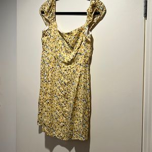 Yellow floral mini dress- size large